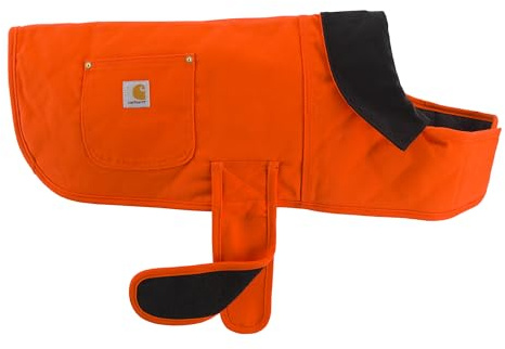Carhartt Firm Duck Insulated Dog Chore Coat, Durable Weather Resistant Jacket for Cold and Windy Conditions, Hunter Orange/Brass, Medium