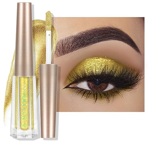 Anglicolor Ombretto liquido Diamante glitterato e penna per eyeliner con paillettes stellate, ombretto a sirena, a lunga tenuta, per occhi scintillanti e luccicanti (02)