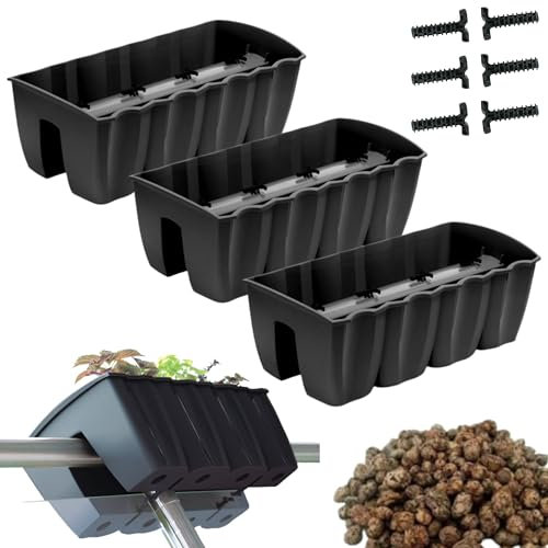 DIKEL Caja de barandilla 3X - Maceta de Interior y Exterior - Maceta - Maceta de balcón - Maceta Decorativa - DCRO600 + Arcilla expandida 5l - 280x580x200mm - Antracita