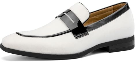 MEIJIANA Loafers för män, lyxiga bröllopsskor, finskor för män, mockasintofflor, Vit 06, 43.5 EU