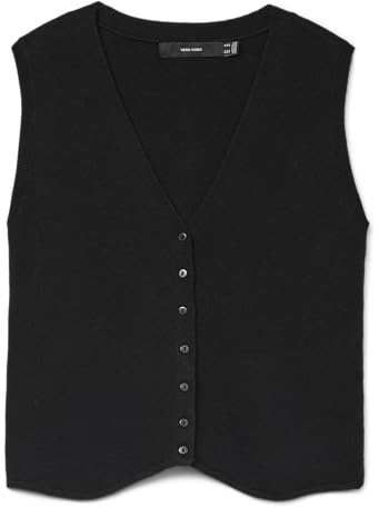 VERO MODA Vest Vmgold SL V-Neck-Chaleco, Negro, M para Mujer