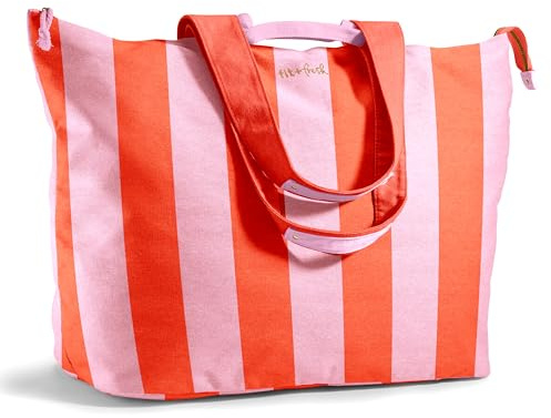 Fit & Fresh XL Beach Tote Bag for Women – Extra Large Travel Tote with Zipper & Pockets, Oversized Canvas Pool Bag, Weekender Carry-On for Beach, Travel & Family Essentials