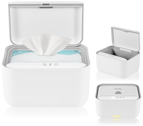 Lionelo Babyblish - Calentador para toallitas húmedas y toallas pequeñas, 20 W, luz nocturna integrada, 3 niveles de calor, panel táctil, mantiene las toallitas húmedas