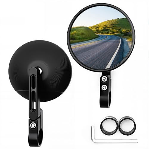 2 Pcs 360° Aluminium Handlebar Mirror 7/8(22mm) oute diameter with Street Bikes Sports Scooter Chopper Cruiser