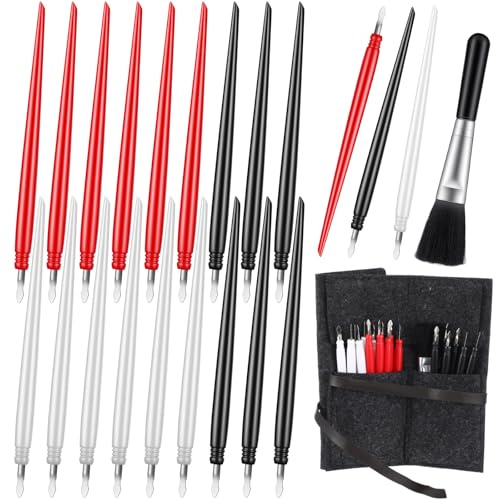 20 Stück Kratzstifte für Kratzbilder, Scratch Arts Tools Kratzkunst-Set für Erwachsene Kratzkunst-Stifte mit sauberem Pinsel, Filz Aufbewahrungstasche Scratch Painting Stift Erwachsene