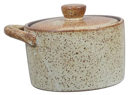 Gatuida Olla De Cerámica Para Baño María Con Tapa Cuenco Para Estofado y Sopa Diseño Rústico Tradicional Capacidad Pequeña Para Familias Versátil Para Cocinar Al Vapor y Guisos Uso Domésti