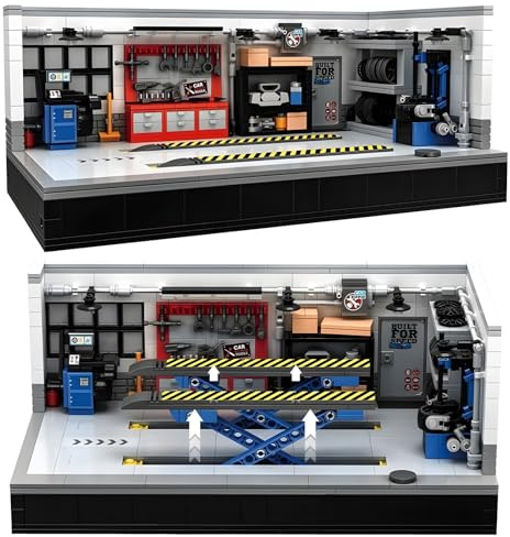 City Repair Shop for Car Building Blocks, Vehicle Repair Workshop Model Toy | 763 PCS Modular Vehicle Repair Workshop Building Blocks Set, Car Building Model STEM Parking Garage, Halloween Christmas Gift