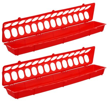 POPETPOP Comedero para Pájaros Rojo de Plástico 2piezas Diseño Anti-Salpicaduras y Fácil de Desmontar para Alimentar Palomas y Periquitos en Jardín o Balcón