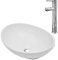 vidaXL Waschbecken Mischbatterie Keramik Oval Aufsatzwaschbecken Waschschale