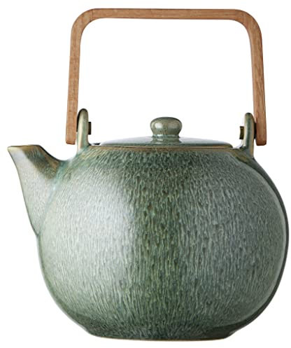 BITZ Teekanne, Kanne aus Steingut/Keramik für Tee, 1,2 Liter, Höhe 20 cm, Grün