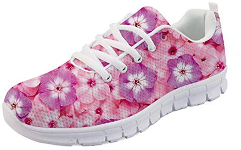 HUGS IDEA - Zapatilla de deporte con flores abstractas para uso diario, informal, ultraligera, para correr, deportes, color Rosa, talla 42 EU