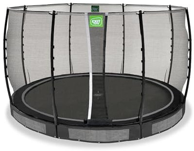 EXIT Allure Classic Rundes Bodentrampolin - ø366cm - Mit Fußschutzsystem & Sicherheitsnetz - Wasserfest - Starkes Großtrampolin - Für alle Altersgruppen - Rundes Bodentrampolin - Schwarz