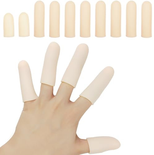 Pnrskter Protectores de dedos de gel, 10 piezas Mangas de dedo, Ideal para dedo gatito, Eccema de Manos, Agrietamiento de dedos, Artritis de dedos y más.(Piel)