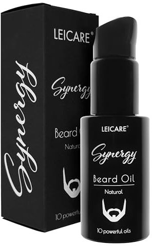 Leicare Bartöl Herren 50ml Synergy Natural - Premium Bartpflege Pflegeöl für Haut und Barthaar - 3-Tage-Bart bis Vollbart - ohne Duftstoffe parfumfrei und vegan - Geschenk für Herren mit Bart