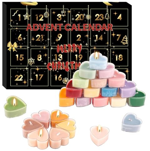 Calendario 'Avvento 2024 con candele per aromaterapia, calendario natalizio per conto alla rovescia di 24 giorni, con candela profumata, set di candele natalizie, calendari 'Avvento, regali di