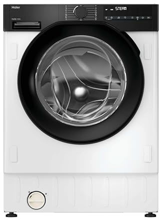 Haier Series 6 Integrated Washing Machine With Autodose, 9 Kg Wash Capacity, 1600 RPM, A-30 percent Rated, hOn App Connectivity, Anti-Bacterial Treatment, White and Black, 60x53x82 cm-BHA6SD69M6DB9-80