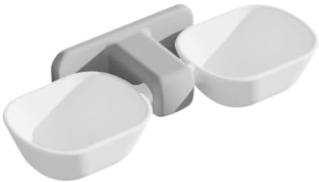 Pet Hanging Double Bowl Wall Mounted Feeder for Cats and Dogs | Plastic, Fully Detachable Split Design, Removable and Washable Parts, Space Saving Feeding, White Finish