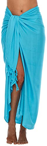 SHU-SHI - Beach Sarong - For Women - Swimsuit Pareo Cover-Up - One Size - Cyan