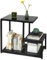 SoBuy® FBT65-SCH Beistelltisch mit Glasplatte Sofatisch Glastisch Couchtisch mit 3 Ablagen schwarz, BHT ca.: 65x55x35cm