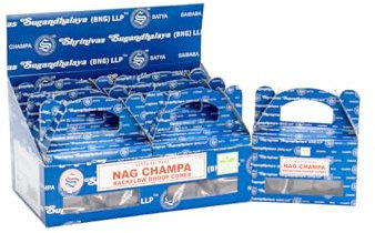 Conos de reflujo Dhoop | Nag Champa de Satya | 11 cm de Alto x 10 cm de Ancho x 4 cm de Profundidad | Paquete de 1