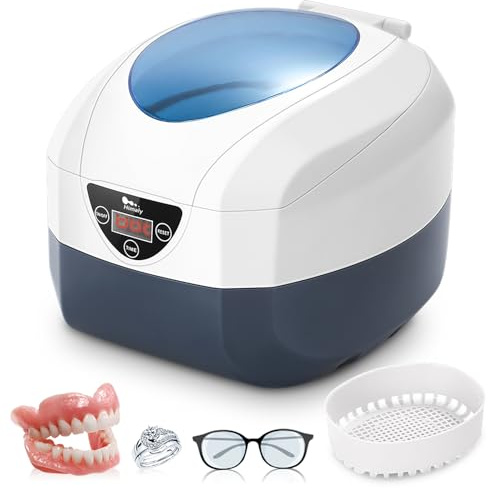 himaly Limpiador Ultrasónidos Profesional de 40000Hz, 750ml Limpiador por ultrasonidos Soporte y Cesta, para Joyas, Gafas, Dentaduras y Maquinilla de Afeitador
