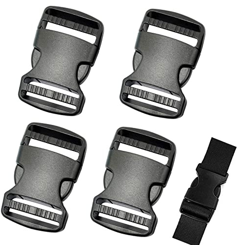PLATEYTR 4 Pcs Double Side Release Buckles Clips- Cierre de Clip, Cierre de Clic de plástico, Cierre de Clip, Hebilla de Clip, Hebilla de Repuesto, Cierres de Clip para Mochila (38mm)