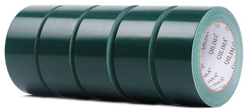 QILIMA Ruban Adhésif en Tissu Vert de Qualité Supérieure Heavy Duty Duct Tape 5 rouleaux 48 mm x 27 pour réparation, fixation, groupage, renforcement ou étanchéité