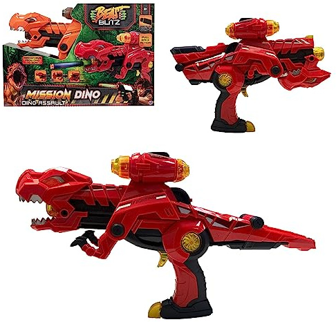 Beast Blitz Dino Assault Dart Gun | Dinosaur Toy & Pretend Gun | Includes 6 Dinosaur Dart Bullets | Dinosaur Toy Weapon Shooting Game | Dinosaur 2-IN-1 Toy Transforming Into Toy Pretend Gun | 3+