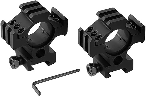 ToopMount Anello di montaggio da 2,5 cm, 30 mm, 3,6 cm, 36 mm, anelli di montaggio ottici ad alto profilo, adatto a guide da 21 mm, base in alluminio con tre guide Picatinny e anello di inserimento, 2