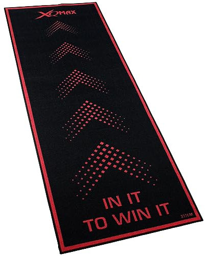XQmax 237x80 cm Turnier Dartteppich Pfeile rot/schwarz Dartmatte mit offiziellem Spielabstand Dart Matte Teppich