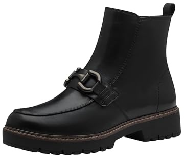 Tamaris Botines de Tacón para Mujer, Cómodos, Negro, Piel, 40 EU