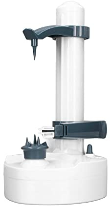 Pelapatate Elettrico, Lama Regolabile Pelapatate Automatico per Frutta con 2 Lame Pelapatate da Design Umanizzato Ampiamente Usato per Pelapatate (WHITE)