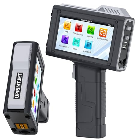 UPRINTJET Stampante Palmare Portatile, BT-HH6205B Stampante a Getto D'inchiostro Portatile con Cartucce d'inchiostro ad Asciugatura Rapida per Testo Data Logo Numero di Lotto Codice QR Codice a Barre