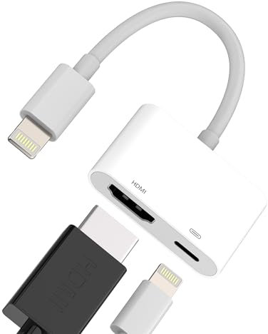 Adapter HDMI auf Lightning (2-in-1) für iPhone 14 Pro Max Ladegerät Kabel Stecker für iPad Jack Kabel Anschluss zertifiziert für Apple MFI 4K Displayport TV AV Bildschirm Audio Foto Video Gerät