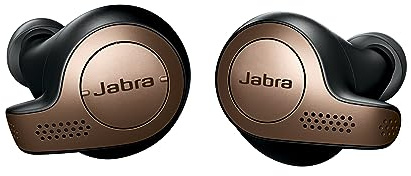 Jabra Elite 65t – Écouteurs Bluetooth avec annulation passive du bruit et technologie à quatre microphones pour des appels et de la musique sans fil véritables – Noir cuivre (Reconditionné)
