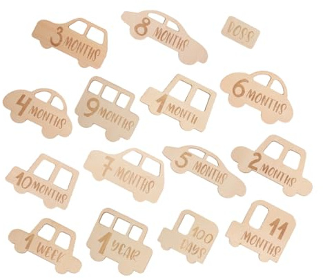 SHINEOFI 15 Pièces Cartes Mensuelles Bois pour Étapes De Garçon Fille Panneaux Bois pour Croissance Garçon Fille Tranches De pour Étapes