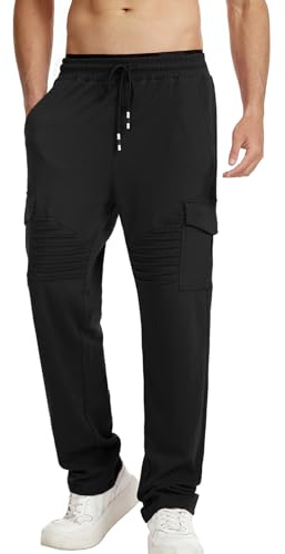 Suwangi Pantalones de Deportivos Jogger para Hombre Cargo Chándal Gimnasio Ligera Algodón Pantalones Entrenamiento con Bolsillos