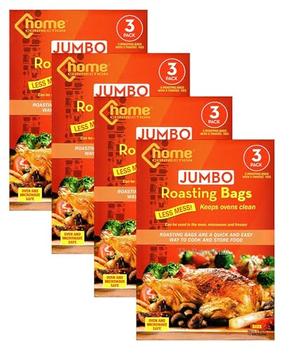 TENLITE Extra Large Turkey Roasting Bags: 12 Jumbo Bags for Oven, 55cm x 60cm, Easy Roast - With Ties for Microwave and Freezer Use