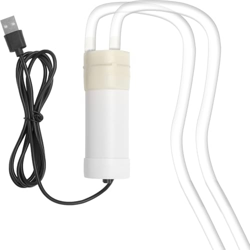 HENGBIRD Mini pompa d’acqua USB 5 V Auto-adescante – Pompa di Circolazione Silenziosa con Tubo PVC 1 m e Filtro in Pietra, Portatile per Acquario, Giardino e Camping