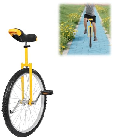 HUOMMGS Monocycle d'entraînement d'équilibre 24 , réglable en hauteur, monocycle pour adultes de plus de 1,75 m, monocycle avec selle ergonomique, pour débutants et professionnels, unisexe (jaune)