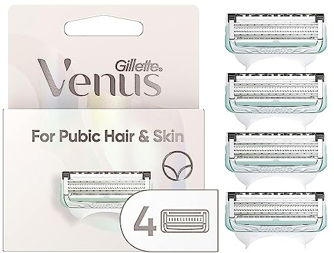 Gillette Venus Intimate Grooming Womens Razor Blade Refills with Bikini Trimmer, 4 Count (Pack of 1)