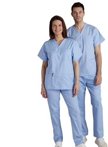 Professionell medicinsk peeling – topp och byxor i set – unisex, Himmelsblå, XL