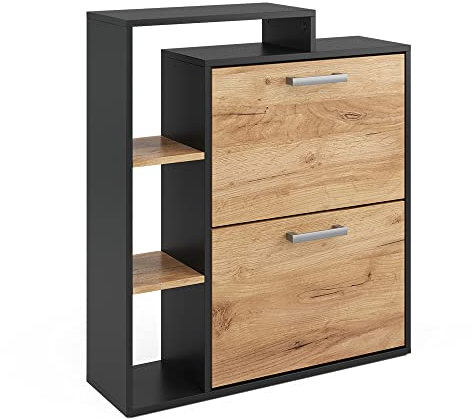 Vicco Schuhkipper Orlando, Schuhregal, Goldkraft Eiche, 24.5 x 90 cm 2 Fächern