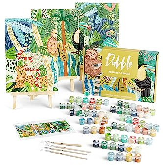 Dabble Kit Dipingi con i Numeri – Set di 3 Kit di Pittura con i Numeri su Tela per Adulti Principianti, Kit di Pittura per Adulti, Design Floreale