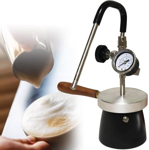LINTAIZUO Macchina per Schiumare Acqua Bollente Vapore Commerciale, Montalatte per Milk Cafe, con Ugello a 3 Fori, Manometro dell'Aria, Riscaldamento Piano Cottura A Induzione, per Caffetteria