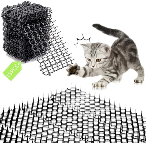 15PCS Tapis Répulsif pour Chats, Tapis Anti Chat avec Pointes, Tapis de Dissuasion Répulsif pour Chat, Répulsif de Pointes, Tapis Répulsif avec Epine Grille, pour Les Jardins Intérieurs et Extérieurs
