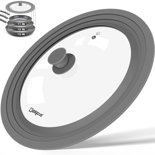 GDDGCUO Universal Pan Lids, Silicone Pot lids for Pots, Pans & Skillets - Fits 11, 12 & 13 Diameter Cookware, Replacement Frying Pan lid, Dishwasher Safe (Grey)