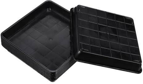Homoyoyo Bandeja Práctica De Plástico para Bonsáis y Macetas Cuadrada Negra 12x12 Cm 8 Unidades para Jardinería y Protección De Superficies