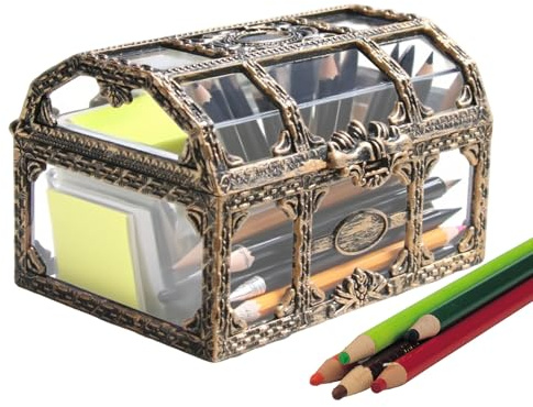 Treasure Box Toys Transparent,Decorative Pirate Chest | Portable Vintage Box Container for Girl Halloween Carnivals Trinkets Candy Boy Stage Props Keepsakes Home