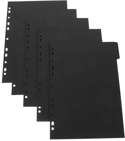 BESTonZON Intercalaires Perforés A4 en Papier Noir 5 Feuilles Séparateurs pour Classeur à Anneaux Onglets Indexés pour Cahier et Organiseur Séparateurs de Pages Pratiques pour Bureau et